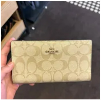 [S] COACH C8714 SIGNATURE SLIM ZIP WLLT,IM/LIGHT KHAKI/CHALK, 195031482908 (SCO553)