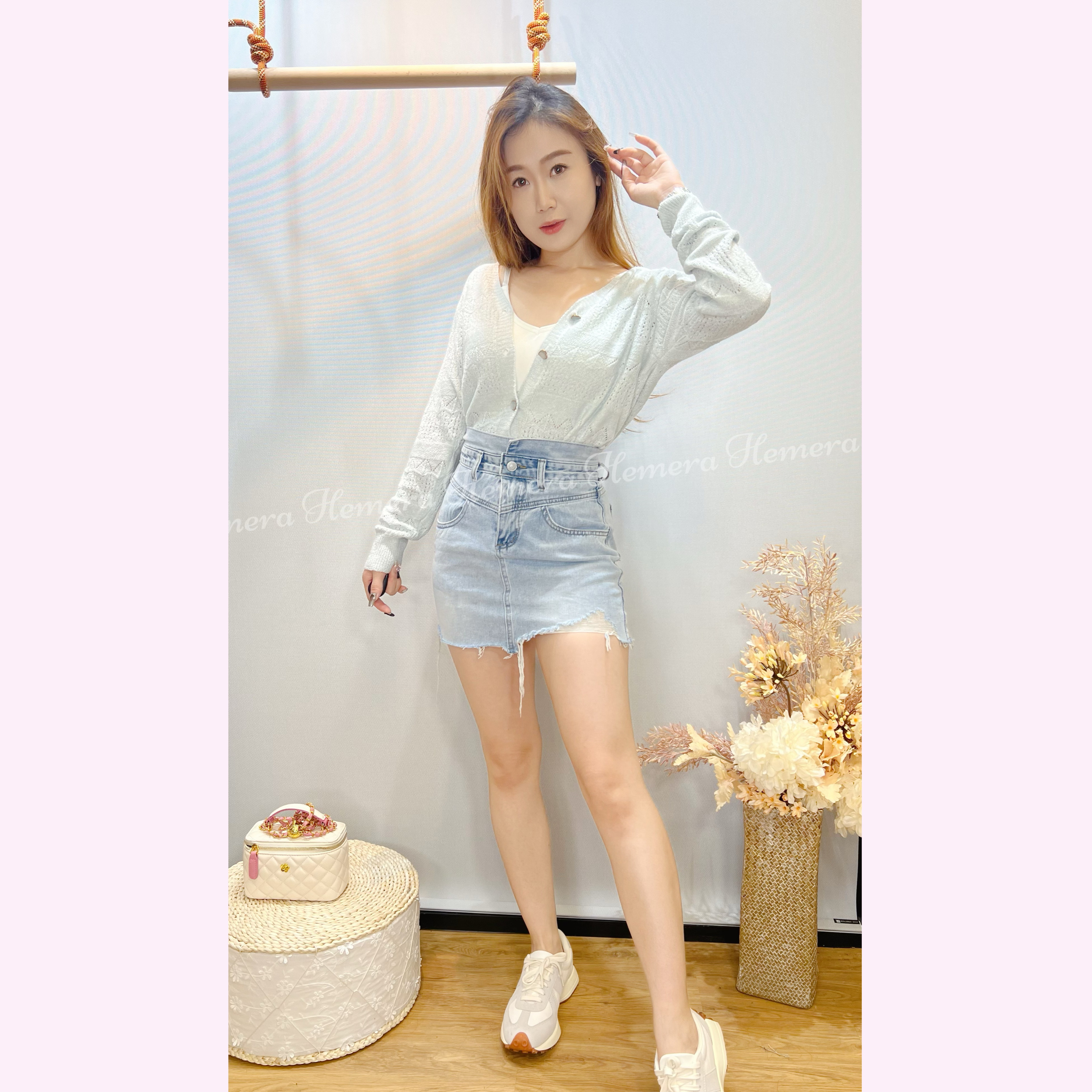 JK23W1023 貓眼石鈕柔軟外套