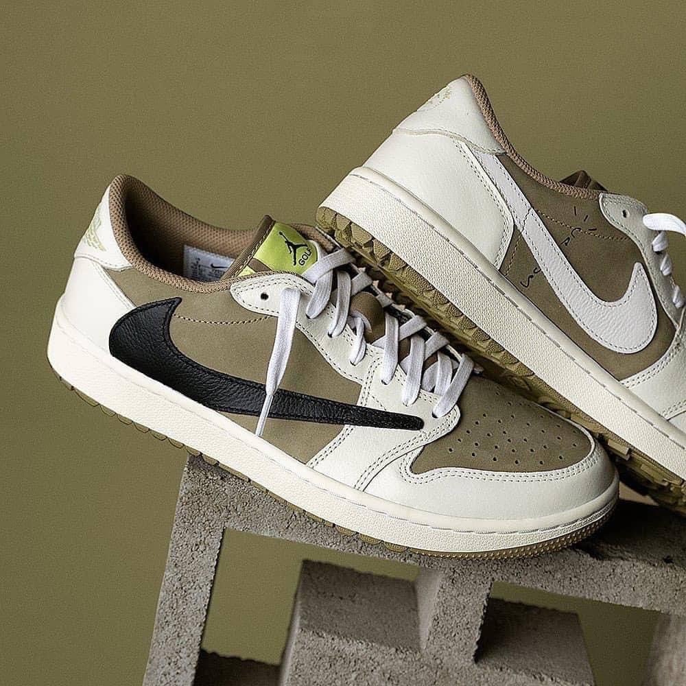 AIR JORDAN 1 RETRO LOW GOLF TRAVIS SCOTT NEUTRAL OLIVE 倒鉤