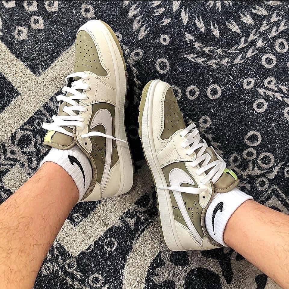 AIR JORDAN 1 RETRO LOW GOLF TRAVIS SCOTT NEUTRAL OLIVE 倒鉤