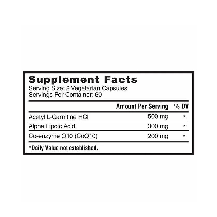 Nature's Lab CoQ10 + Alpha Lipoic Acid + Acetyl L-Carnitine HCl, 120 Veg Capsules