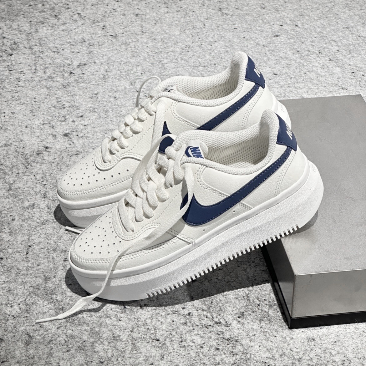 Nike Court Vision 1 Alta 米藍厚底 DM0113-102