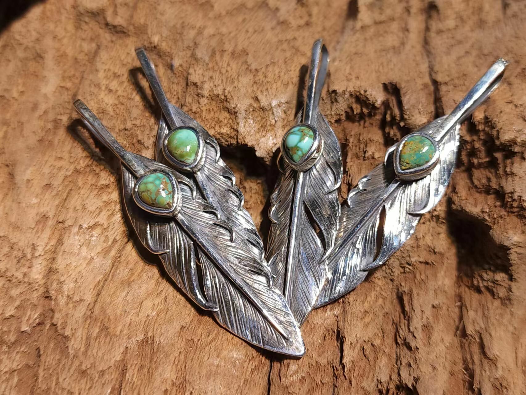 *Black Venom Jewelry- Freedom & Prayer M(6cm) 純銀羽毛鑲 Carico Lake