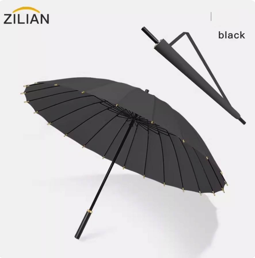 加固結實抗風暴長柄雨傘大號(送傘套-24骨手動款【 纖維風傘架+直徑125CM】)