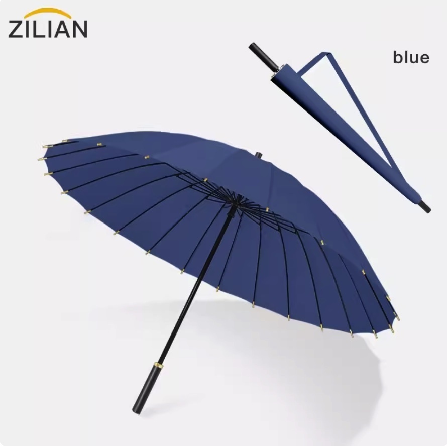 加固結實抗風暴長柄雨傘大號(送傘套-24骨手動款【 纖維風傘架+直徑125CM】)