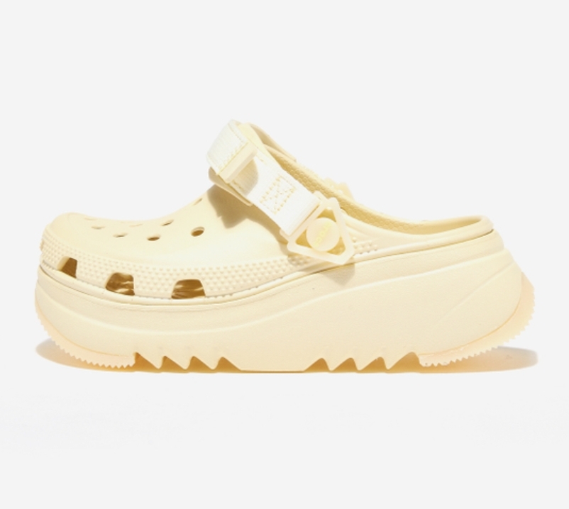 【LUXURY】韓國 Crocs卡駱馳 Hiker 經典獵戶克駱格 香草奶油白 防水 魔鬼氈涼鞋 布希鞋 增高厚底