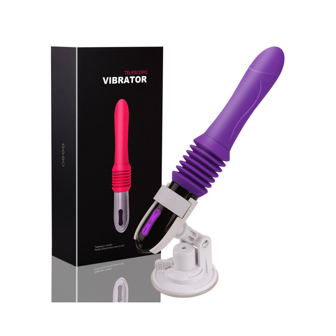 全自動抽插式帶吸盤按摩棒 - 紫色
