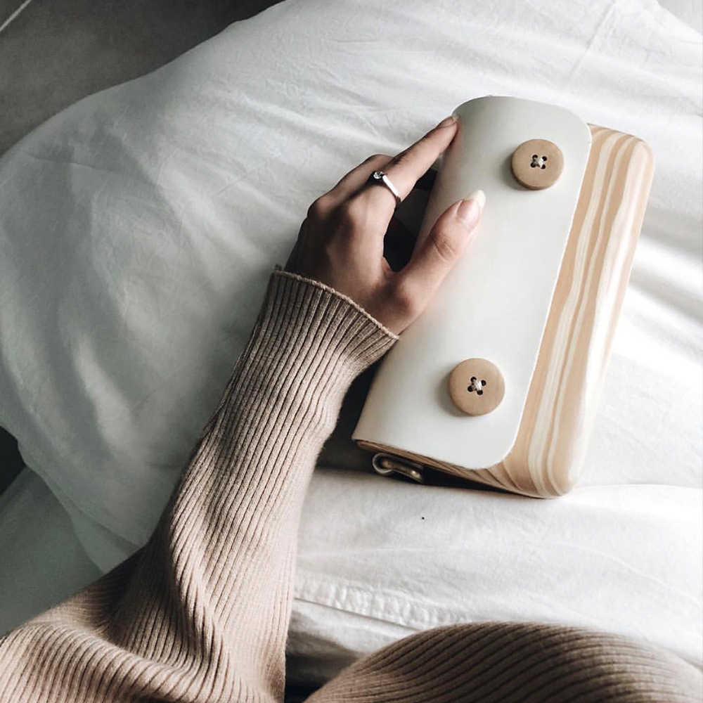 復古手工木質斜肩包包|中型