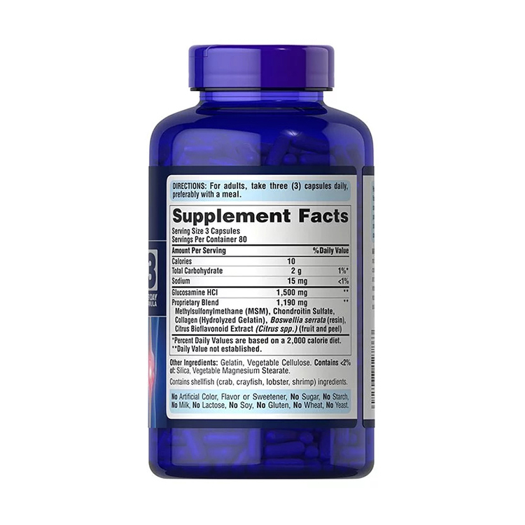 Puritan's Pride Double Strength Glucosamine, Chondroitin & MSM Joint Soother 240 Capsules