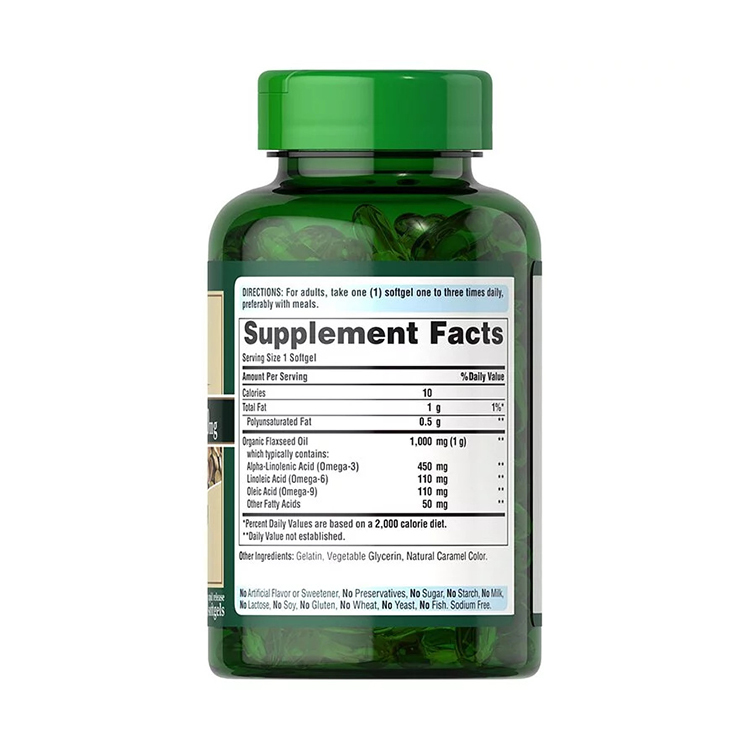 Puritan's Pride Organic Cold Pressed Flaxseed Oil 1000mg 120 Softgels