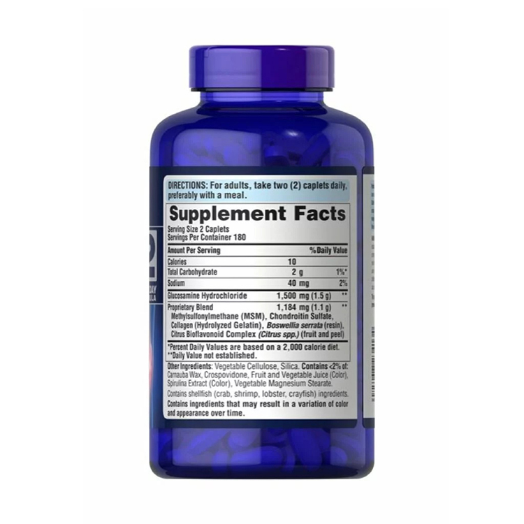 Puritan's Pride Triple Strength Glucosamine, Chondroitin & MSM Joint Soother, 360 Caplets[EXP：11/2027]