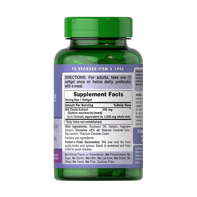 Puritan's Pride Milk Thistle Liver 4:1 Extract 1000 mg ,180 Softgels