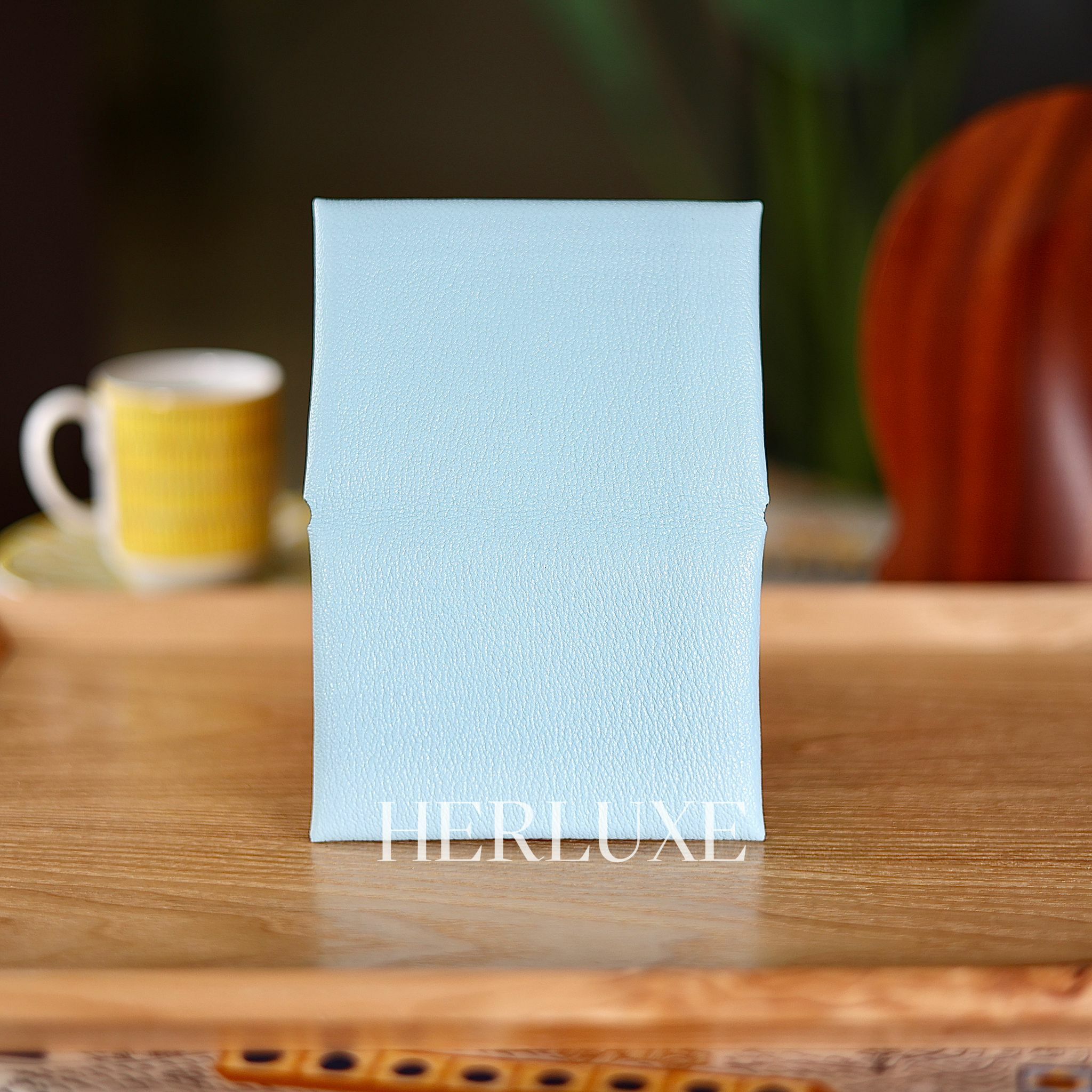 Calvi duo card holder U2 blue zaphyr chevre