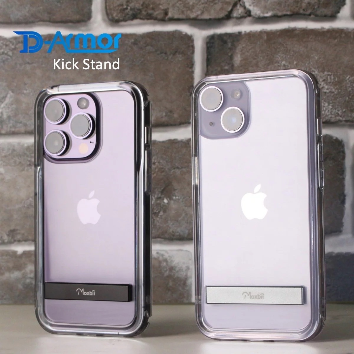 Moxbii 台灣製 D Armor [不變黃+支架+全透明軍事防撞殼] -iPhone 15 Pro Max