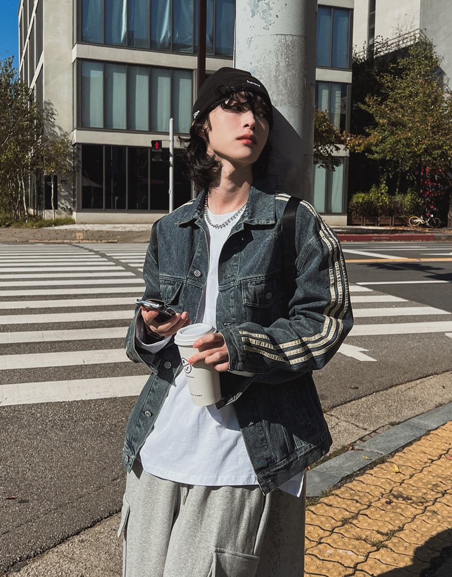 髮線條牛仔夾克