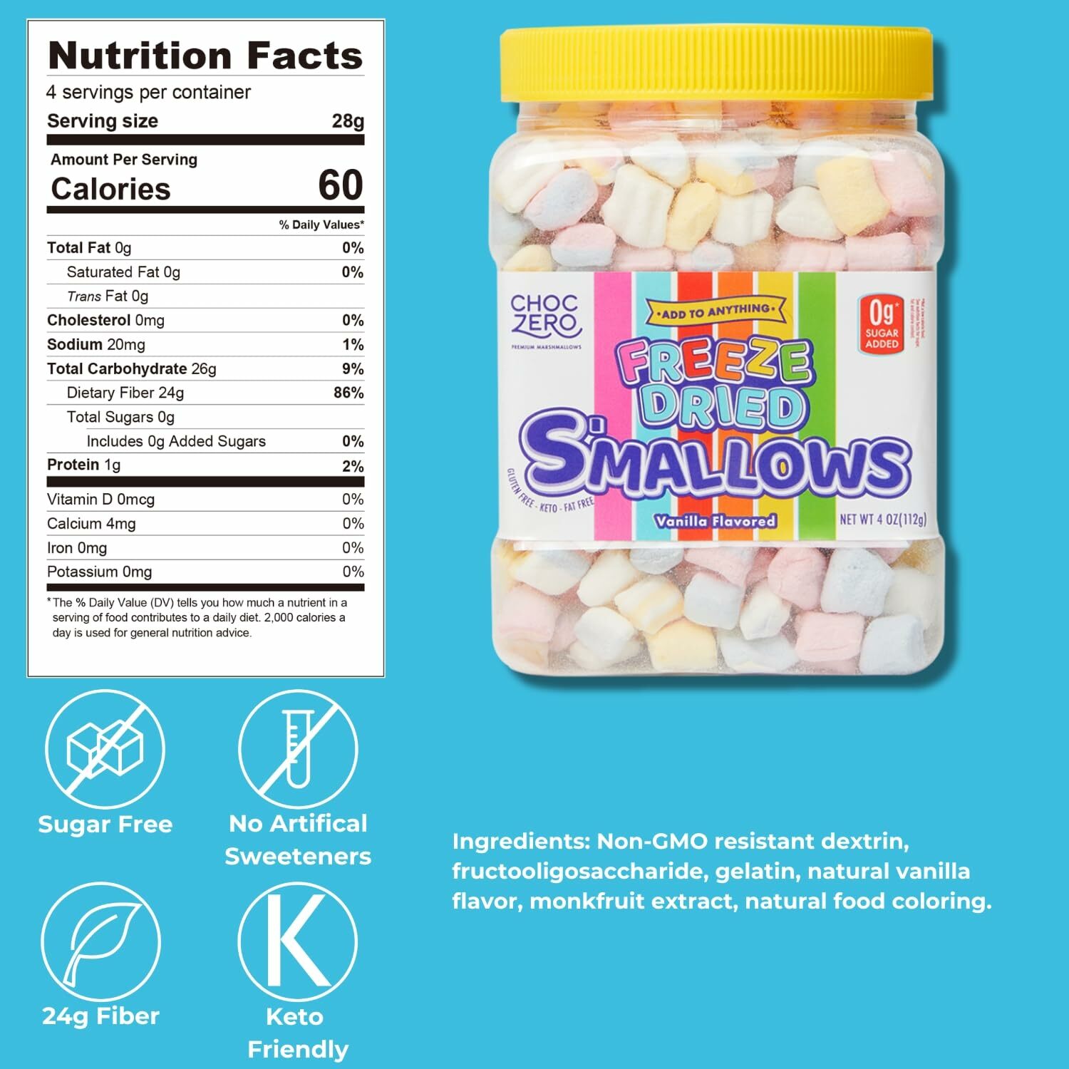 Choczero 冷凍乾棉花糖粒 (無糖｜ 無麩質)