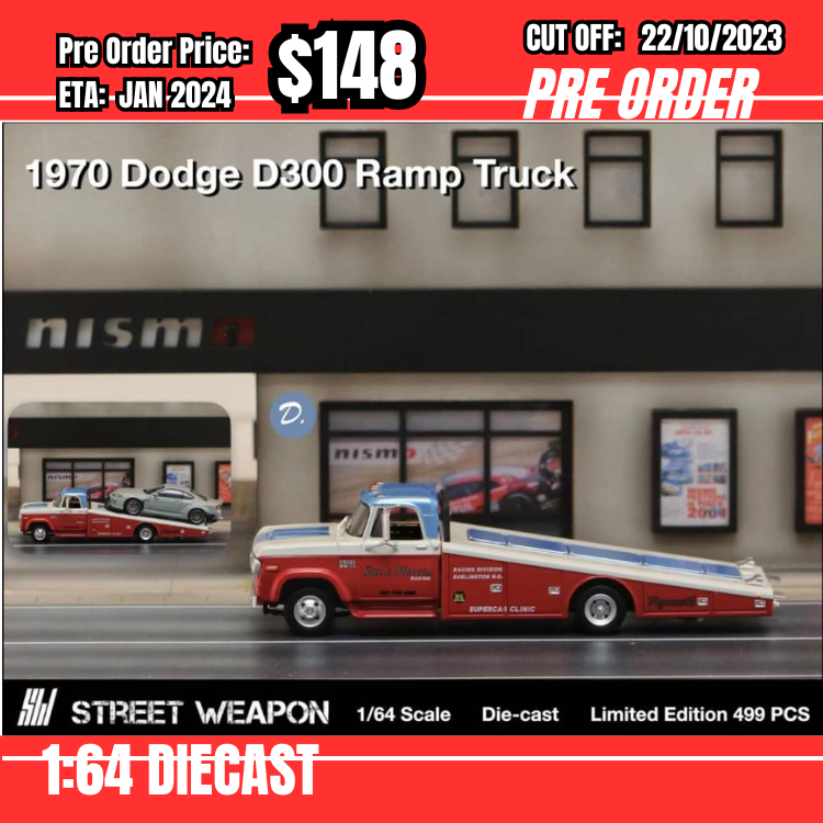 PO-$148 * Street Weapon * 1:64 Dodge D300 Ramp Truck Trio [OD14/10]