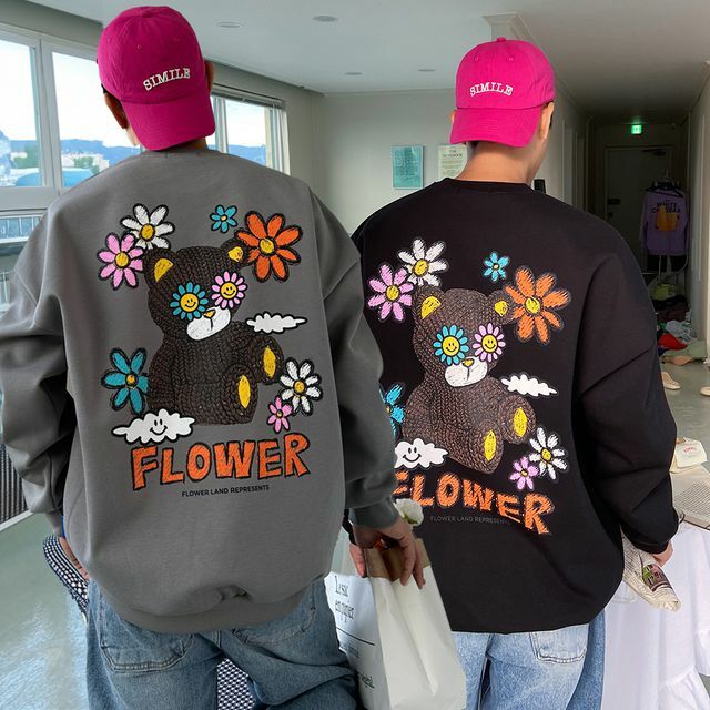 花樂園小熊圖案運動衫大學T