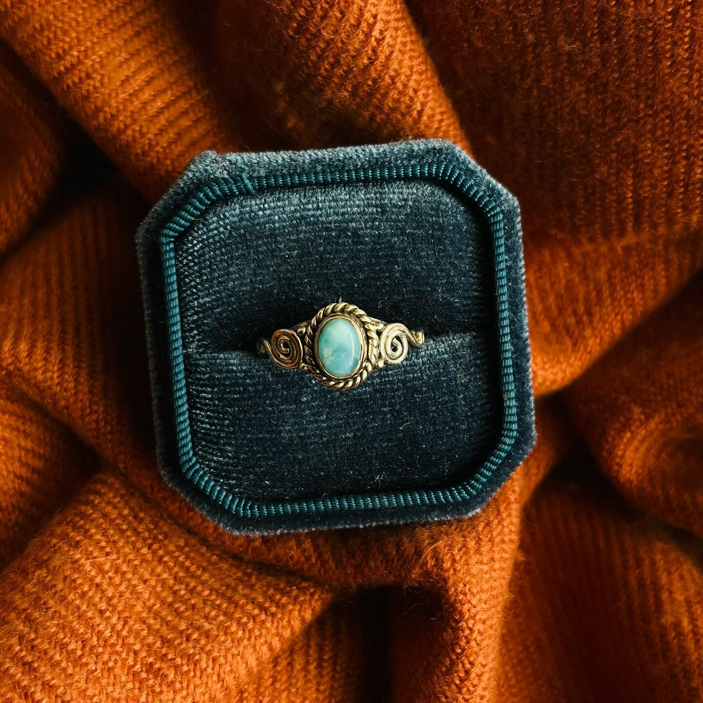 [原石] 海紋石 拉利瑪石 925銀戒指 US8