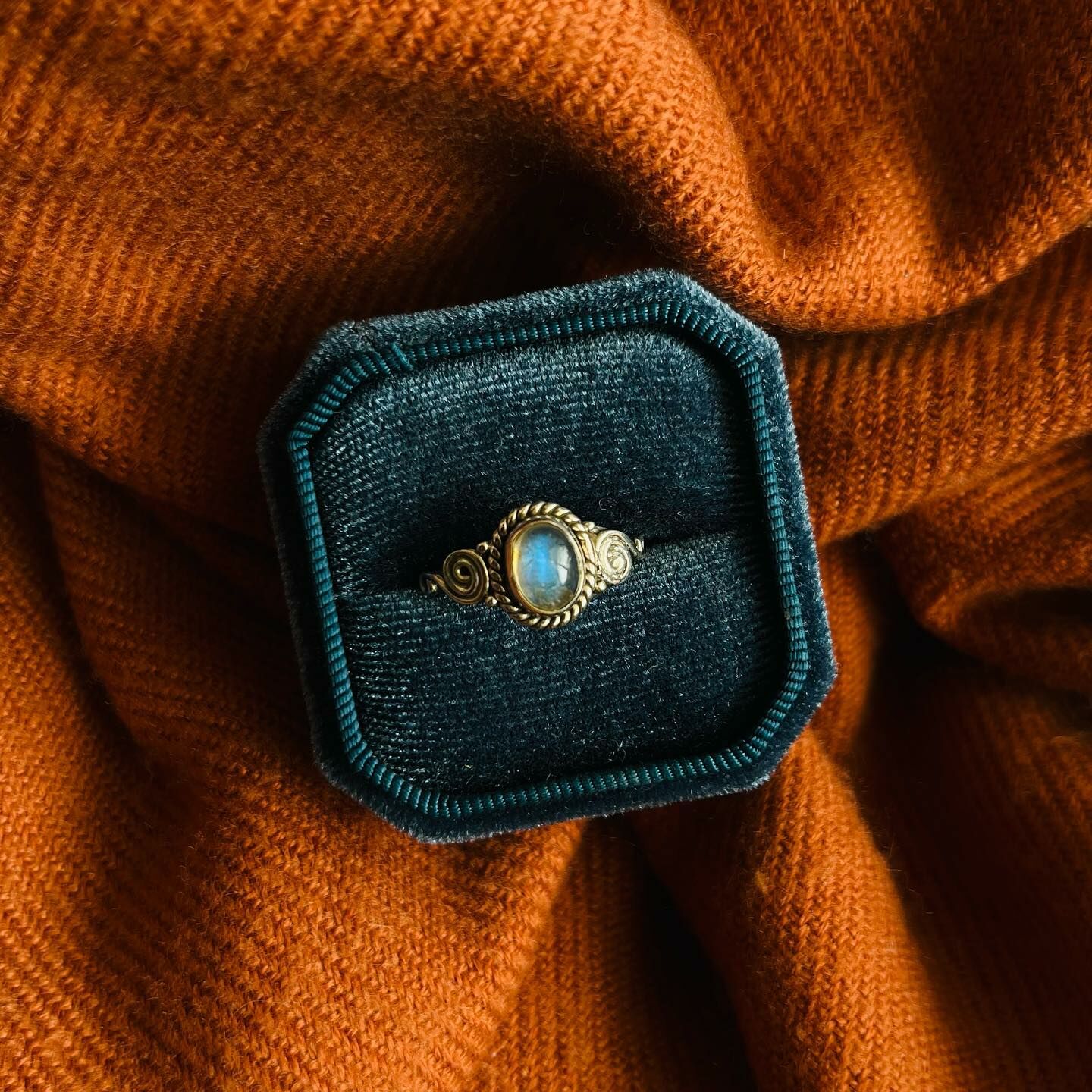 [原石] 拉長石 925銀戒指 US7