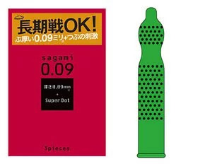 Sagami 0.09 Dots 3's Pack Latex Condom