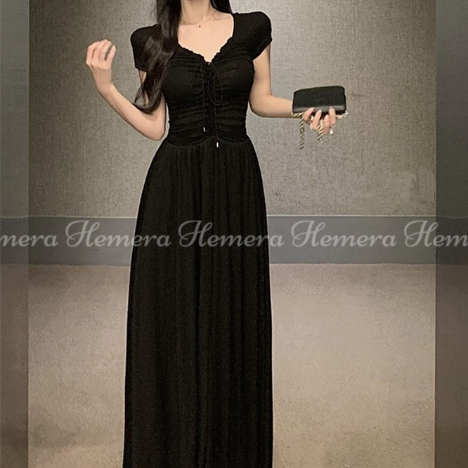 DR23W1017 棉質V領顯瘦連身裙