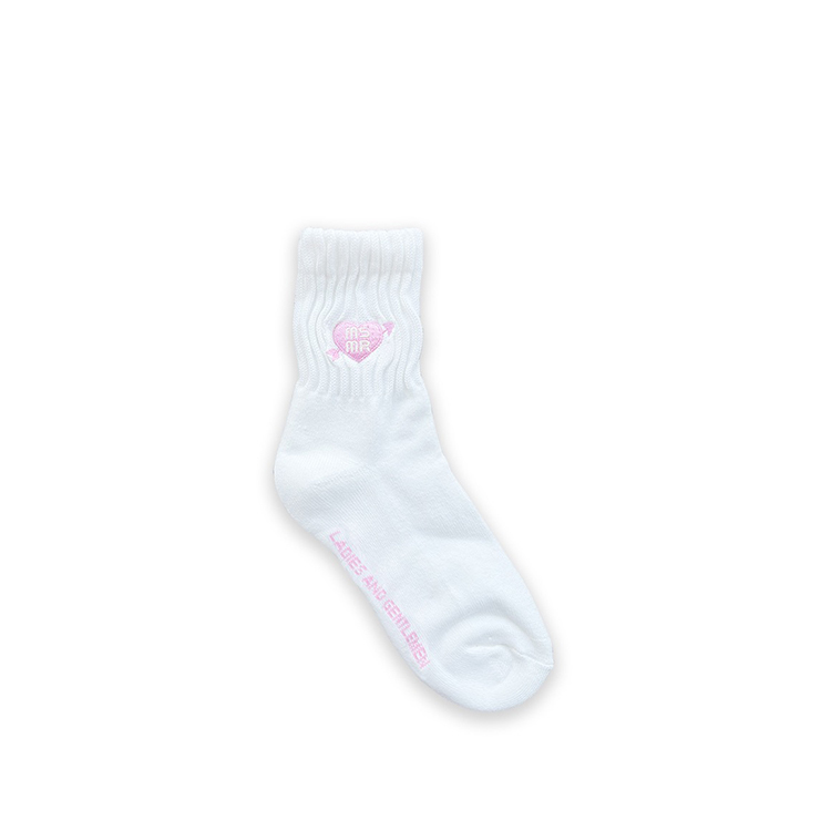MSMR Cupid Heart Logo Short Socks White