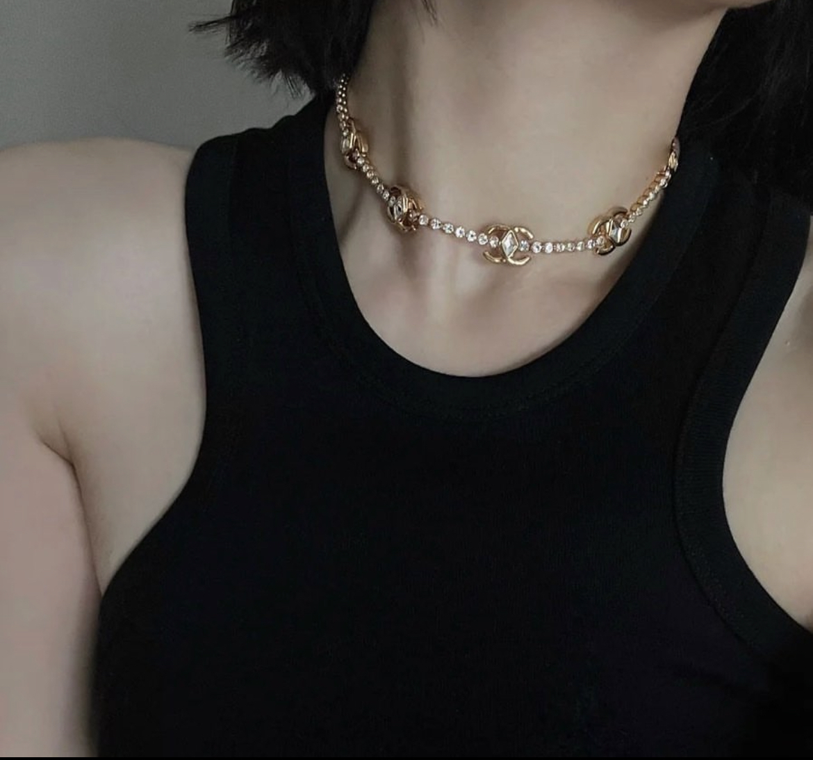 香奶奶 雙c夢幻水鑽choker翻玩項鍊