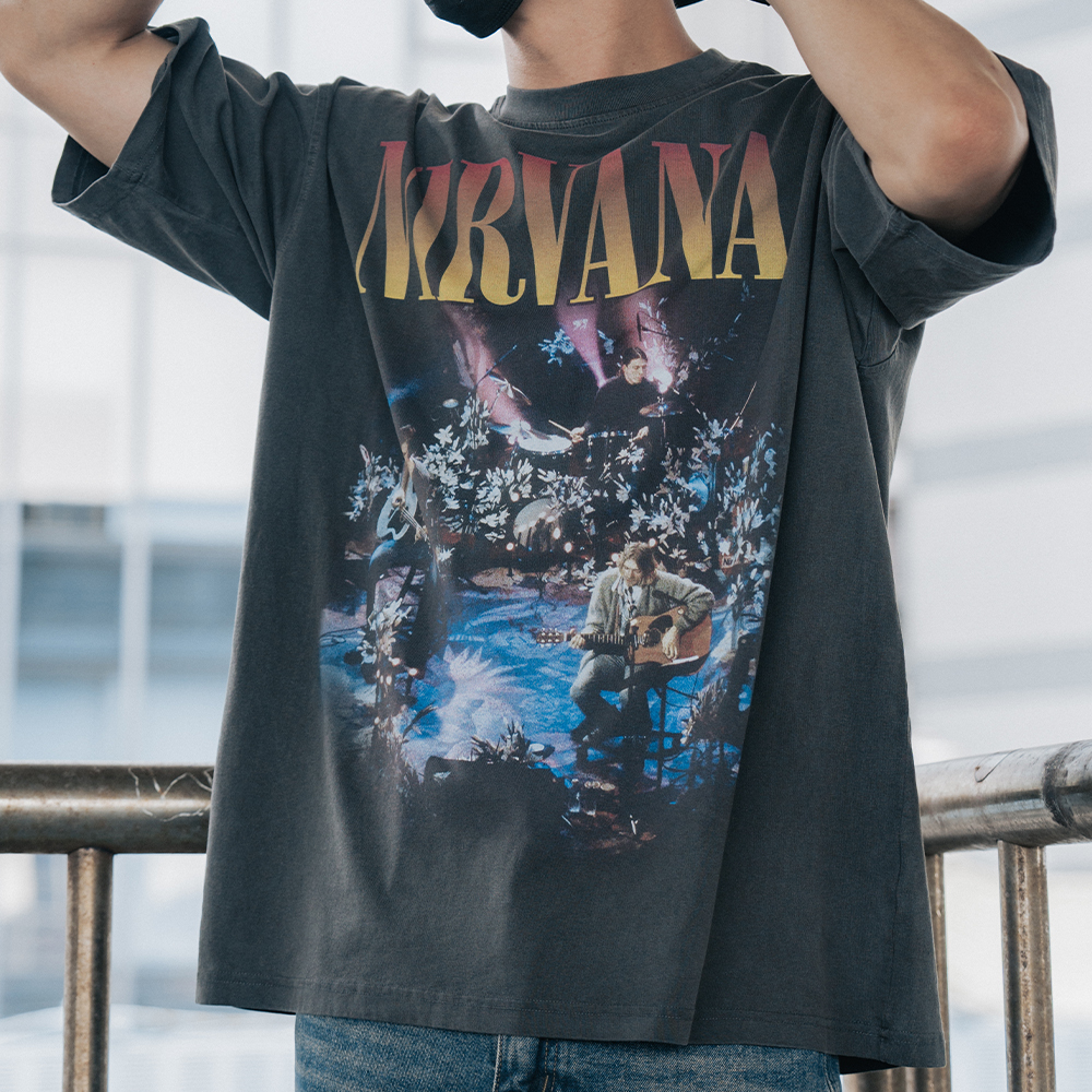 水洗復古 潮牌 T恤 NIRVANA樂隊 印花 短袖【xianshifan】