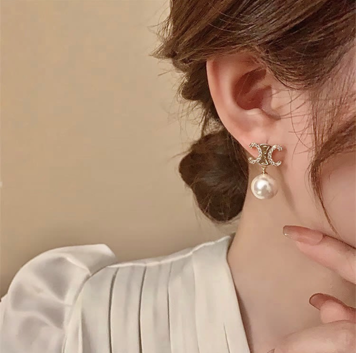 金鑽凱旋門 珍珠小墜釘