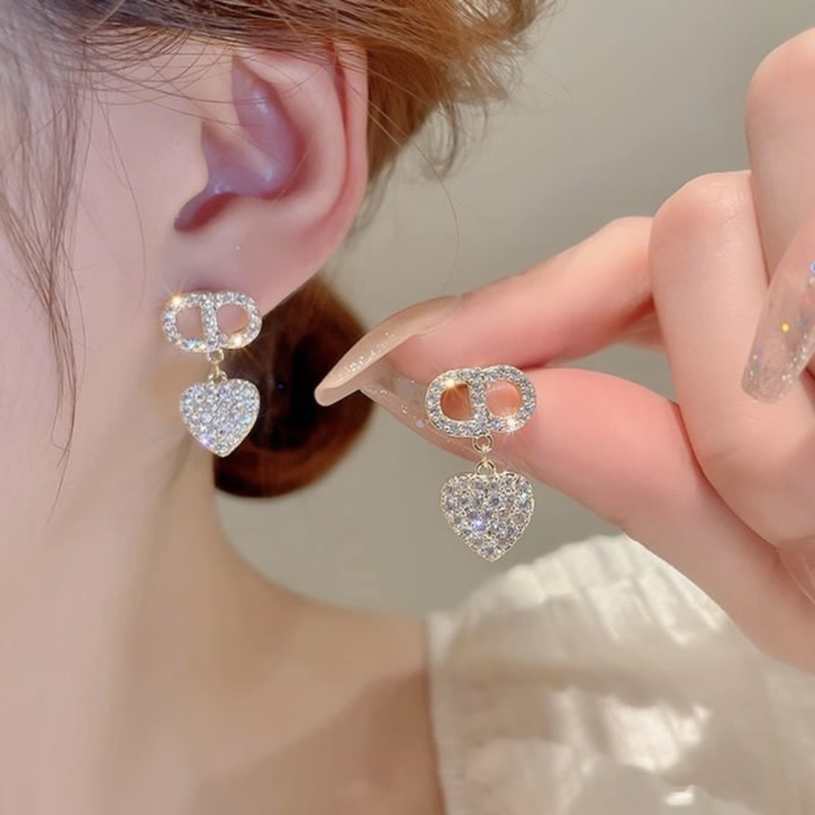 雙D白金水鑽 高級桃心墜