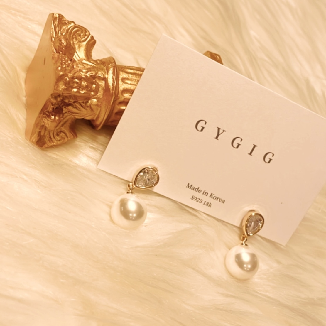 溫柔水滴鑽 珍珠墜