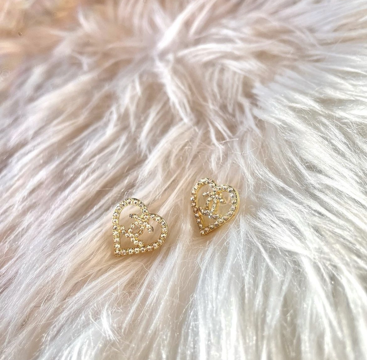 香奶奶白金鑽桃心 耳釘