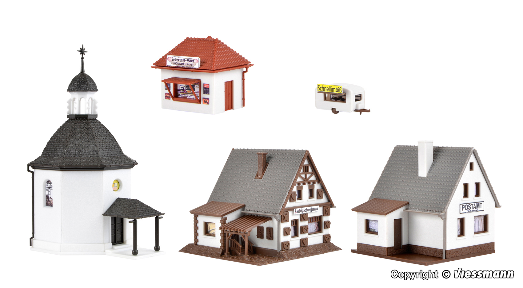 Vollmer 47613 N Scale Christmas village with LED lighting, functional kit