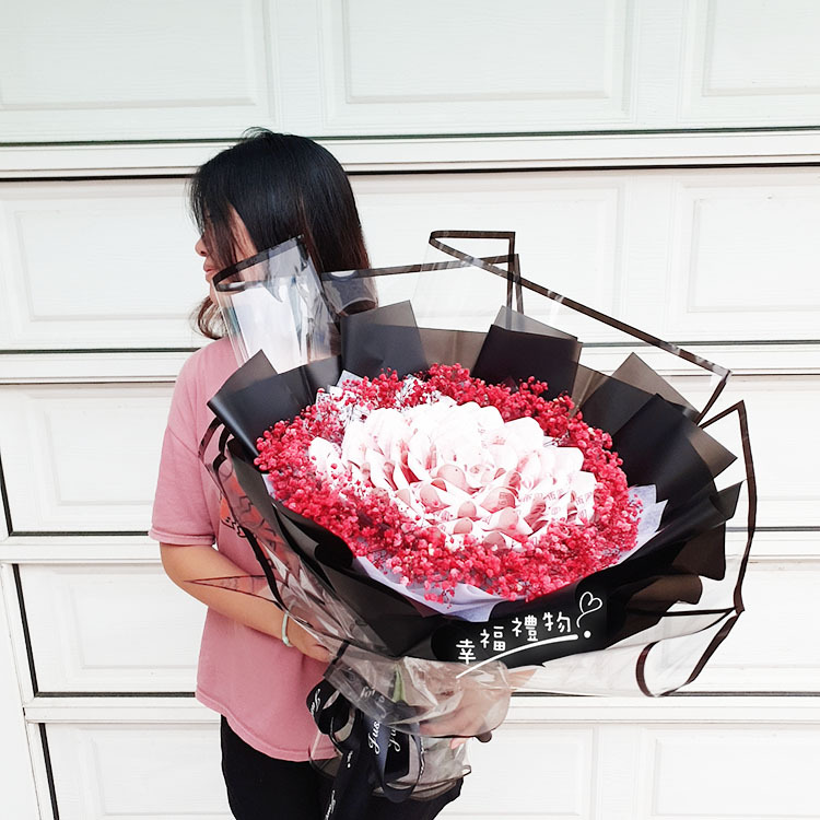 鈔票花束,有錢花,有錢花束,桃園花店,桃園花束,幸福禮物婚禮小物,banknotes-money-baby's-breath-bouquet