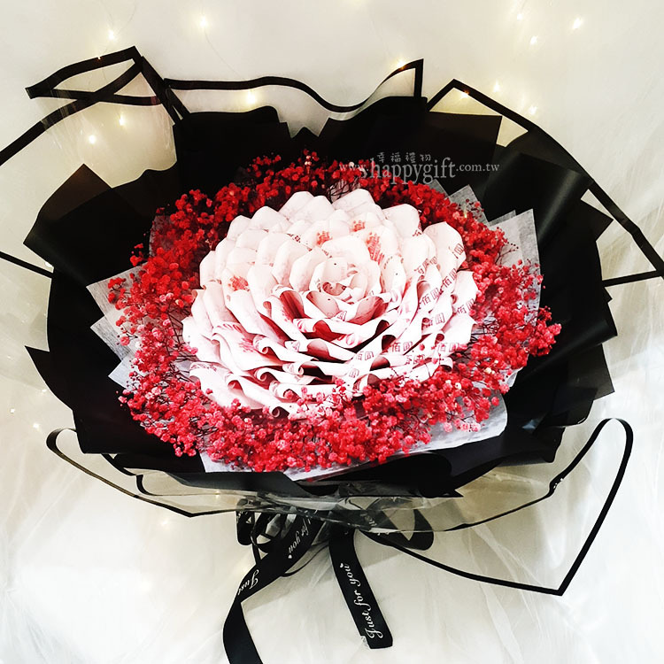 鈔票花束,有錢花,有錢花束,桃園花店,桃園花束,幸福禮物婚禮小物,banknotes-money-baby's-breath-bouquet