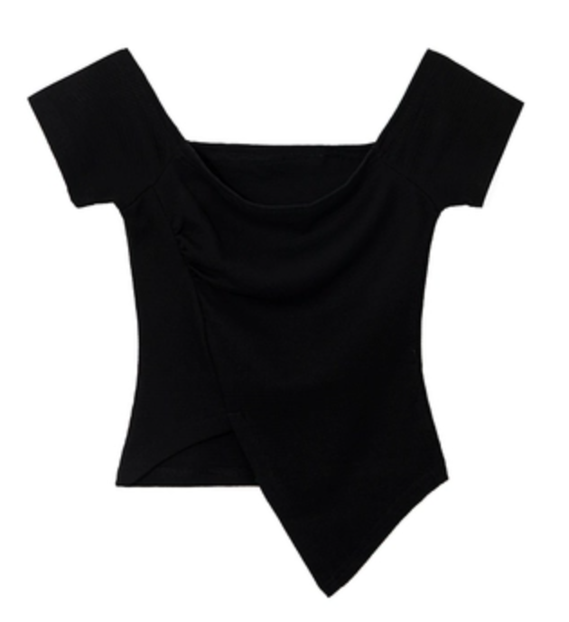 One shoulder irregular short sleeve T-shirt
