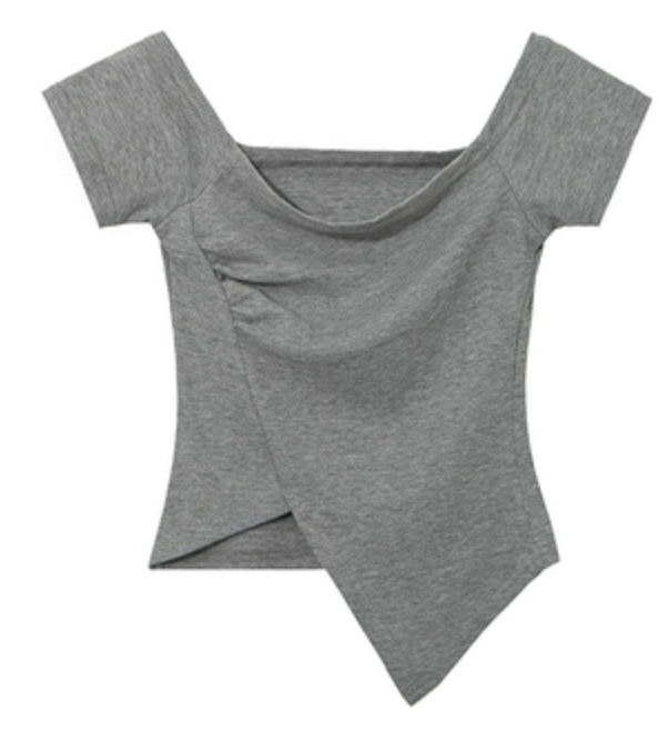 One shoulder irregular short sleeve T-shirt