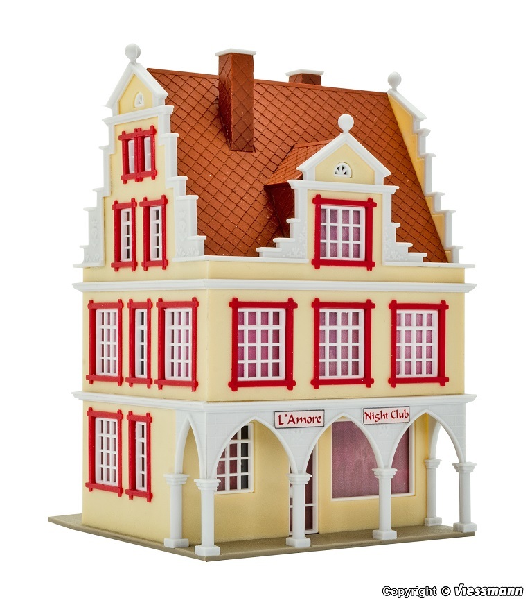 Vollmer 43871 HO scale Nightclub L‘Amore with LED lighting, kit.