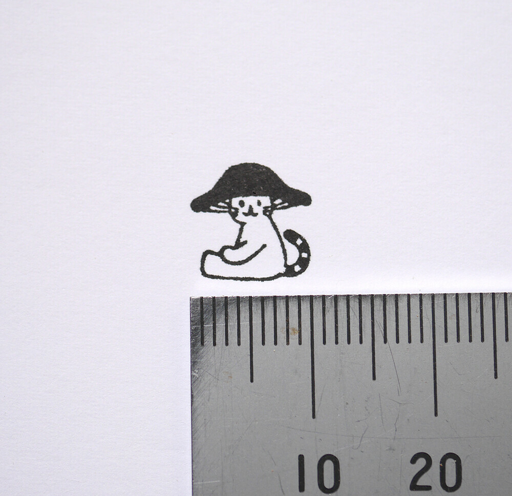 蘑菇小貓2 迷你 木頭印章｜日本 4legs