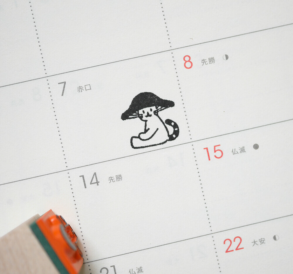 蘑菇小貓2 迷你 木頭印章｜日本 4legs