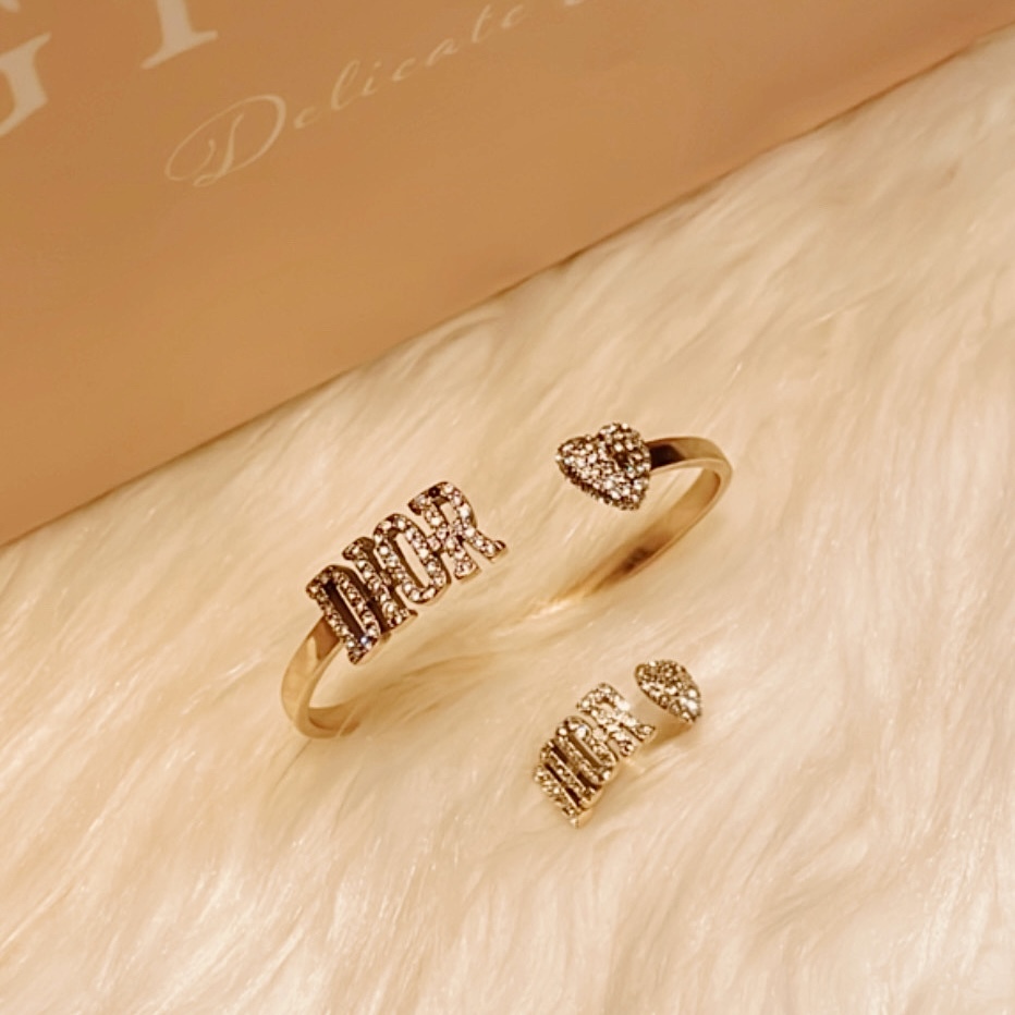 夢幻復古星空桃心DIOR  開口手鐲戒指系列