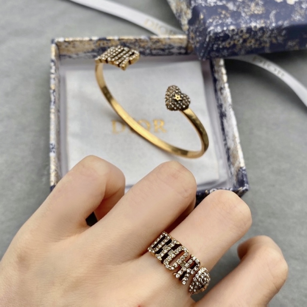 夢幻復古星空桃心DIOR  開口手鐲戒指系列