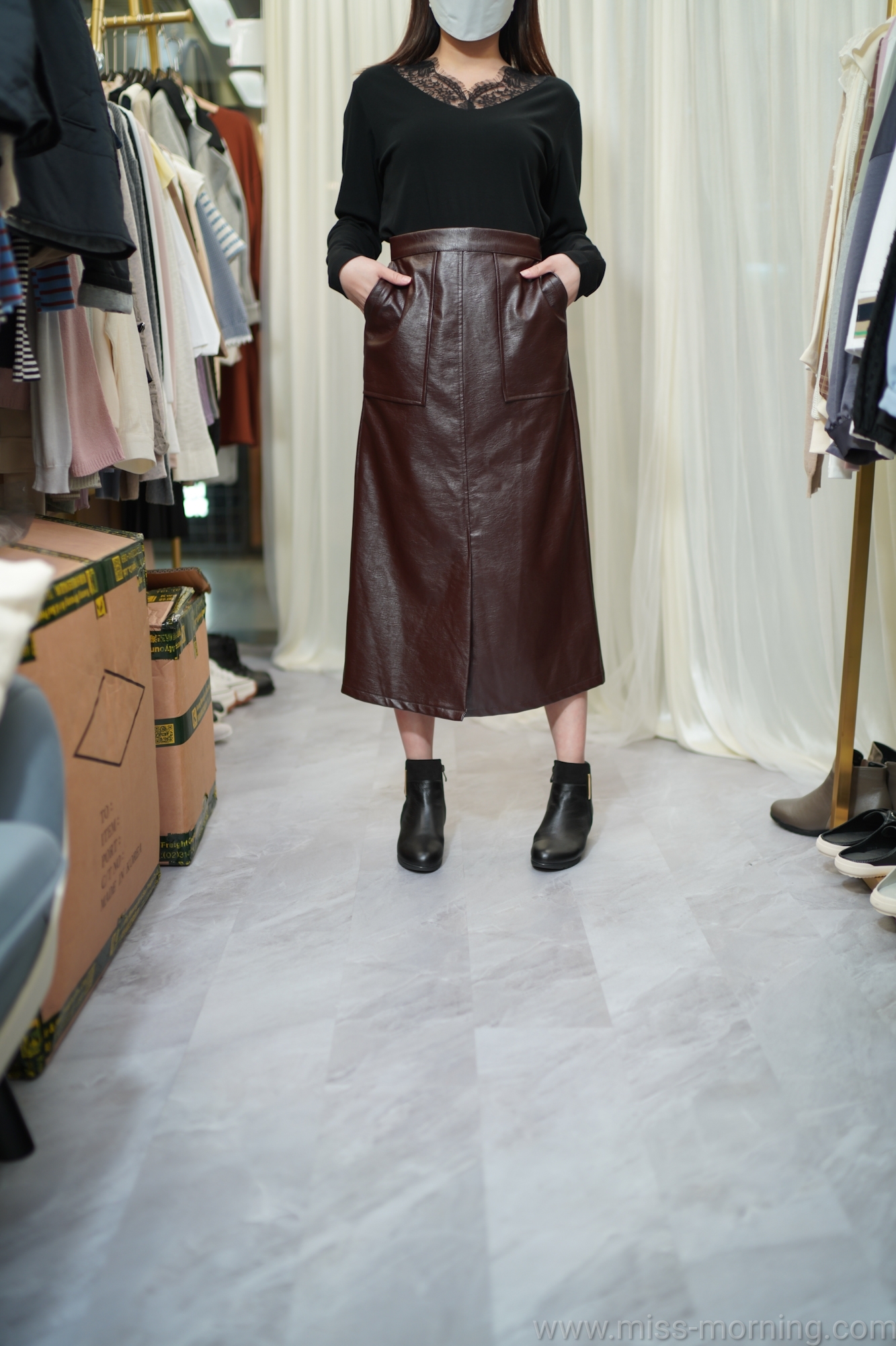 薄身靚棉Lace領襯衣(13449)&自留又型又索抵著彷皮裙(33636)