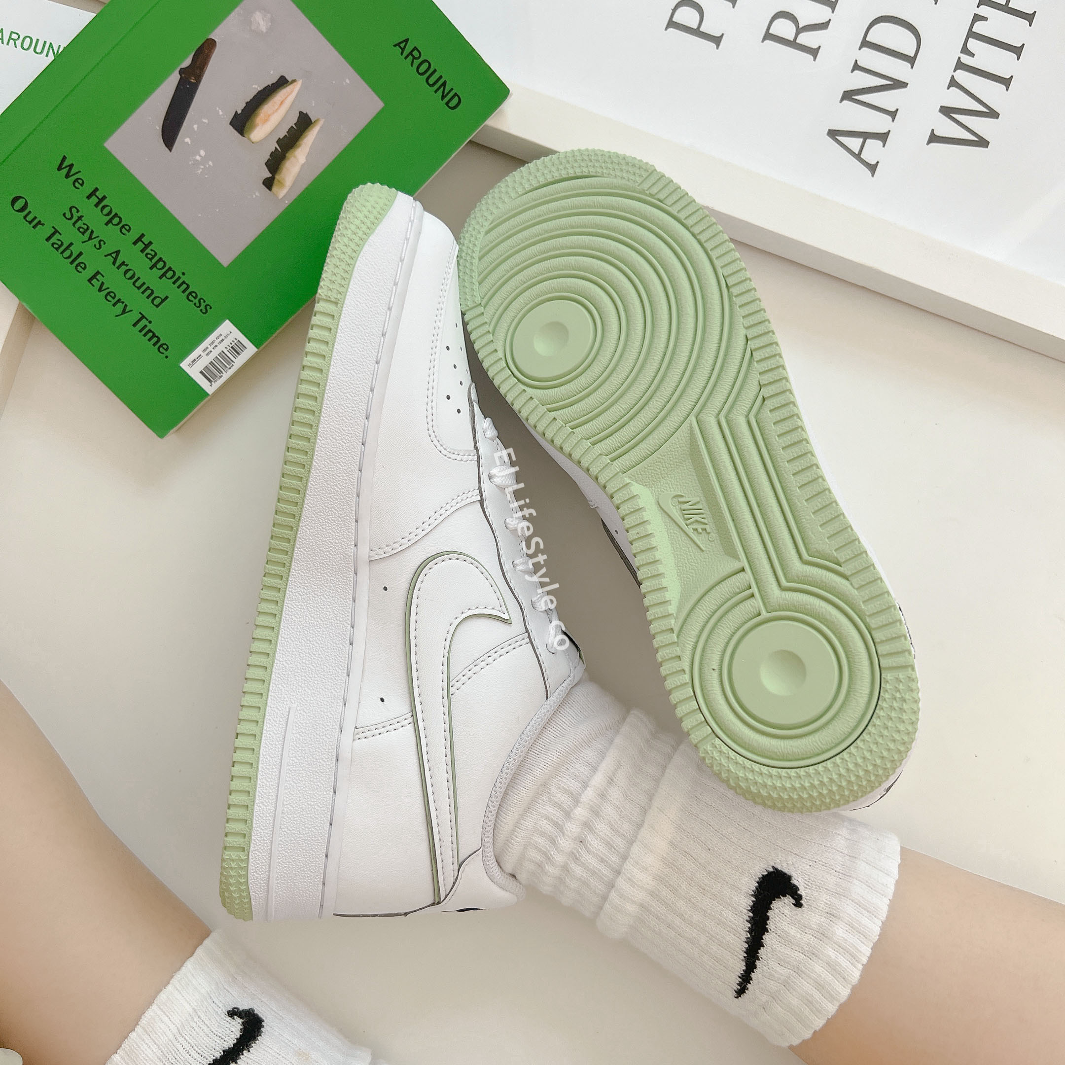 NIKE AIR FORCE 1 GS 抹茶牛奶 抹茶綠 茉綠 白 綠框 小白鞋 大童鞋 CT3839-108 / 調貨