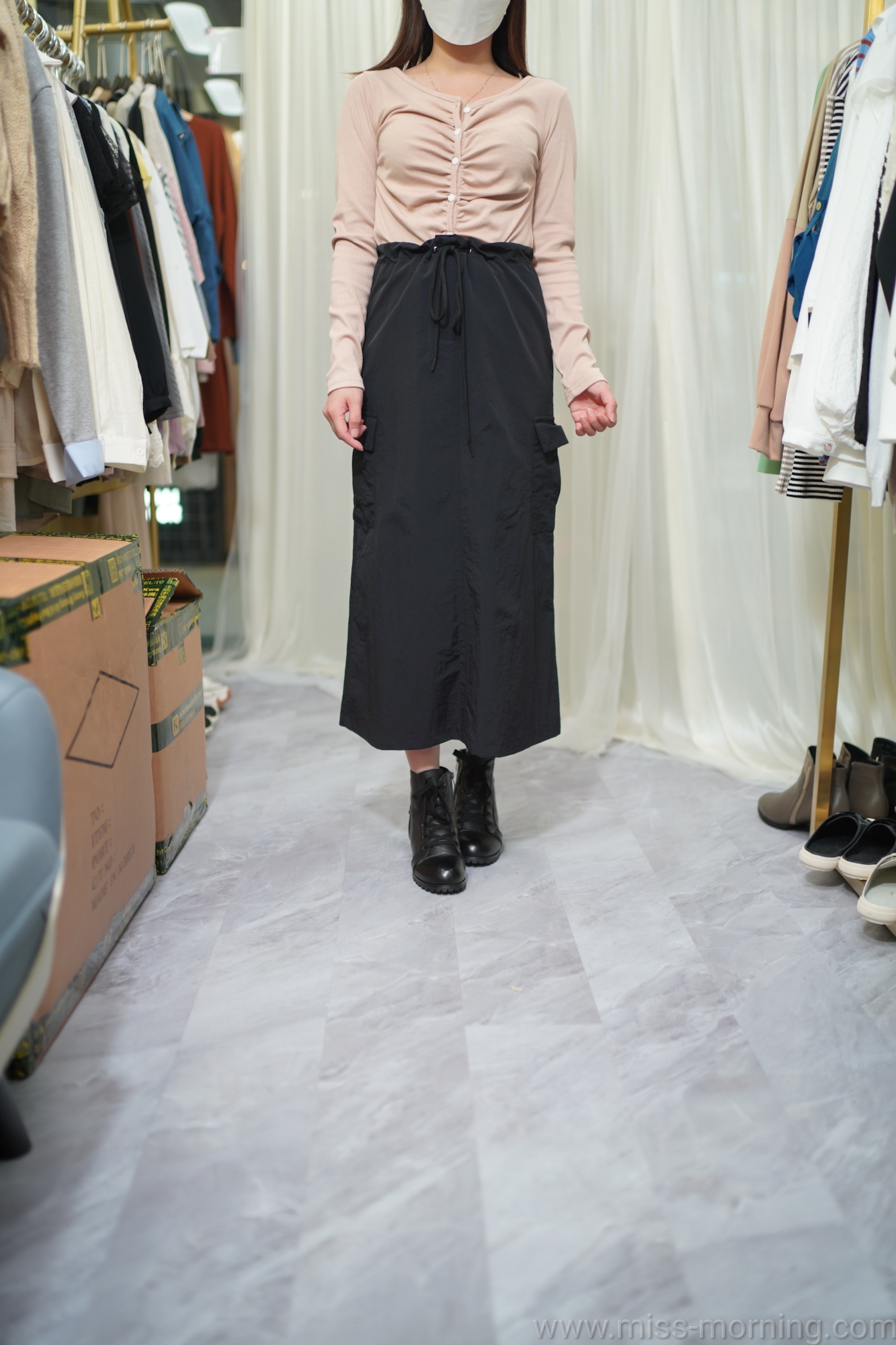 摺摺鈕扣款上衣(13451)&風衣裙(33637)