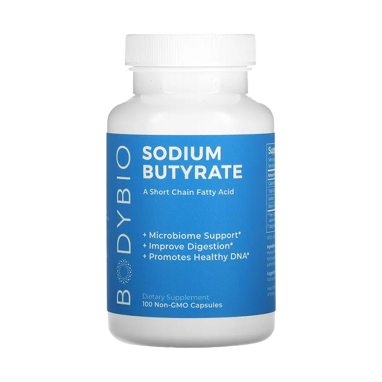 BodyBio, Sodium Butyrate, 100 Non-GMO Capsules
