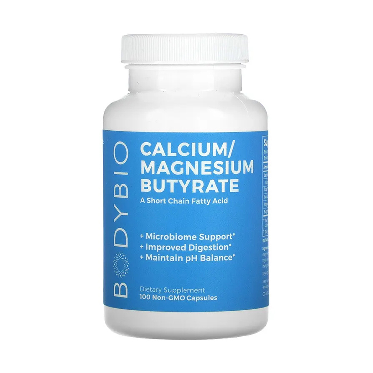 Bodybio Calcium Magnesium Butyrate 600mg ,100 Capsules