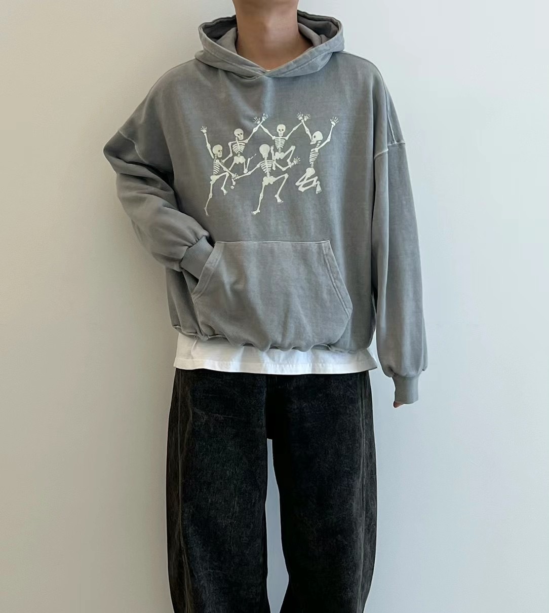 🇰🇷韓國 跳舞 骷髏人 水洗 寬鬆 帽踢