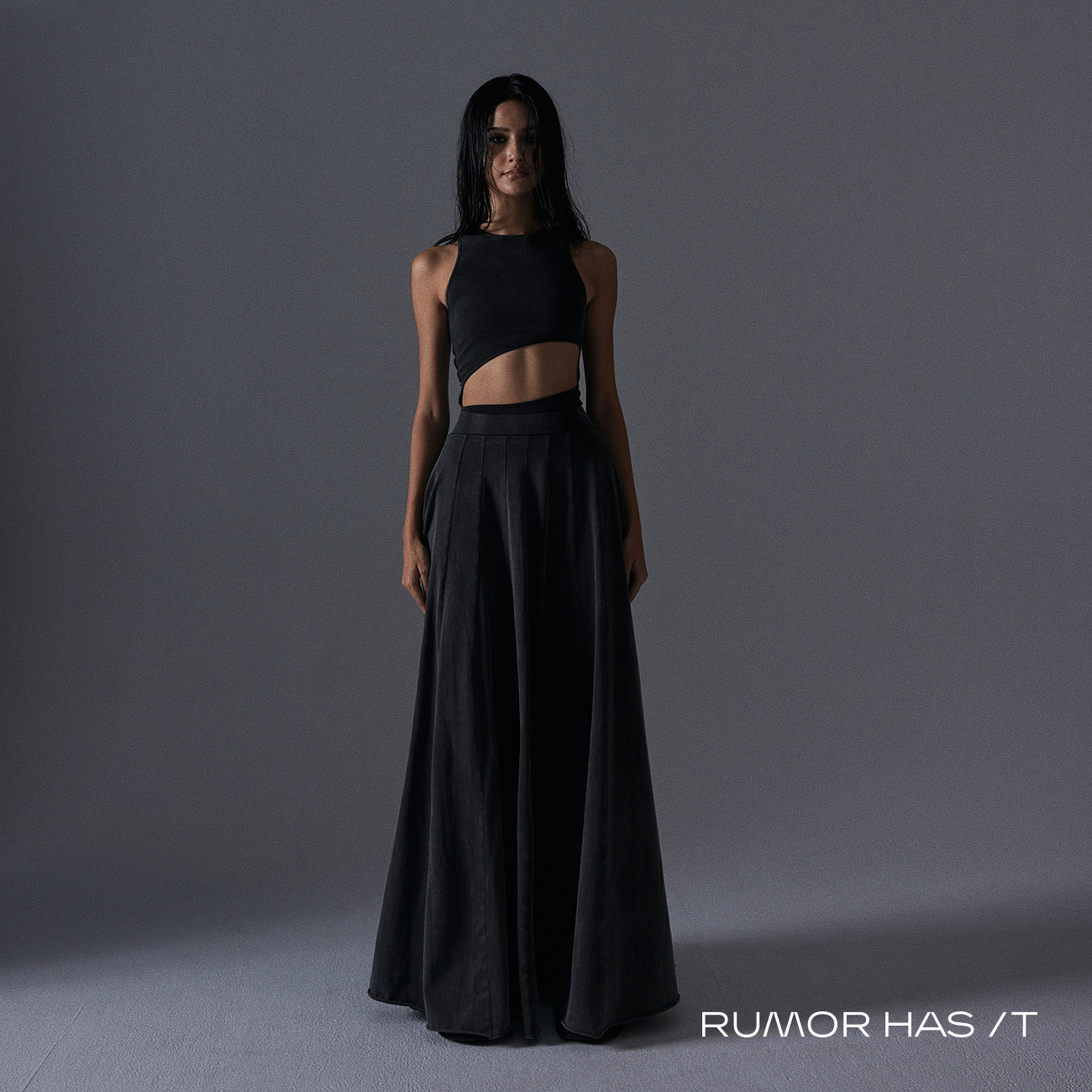 Aged-Wash Limited Pleated Skirt